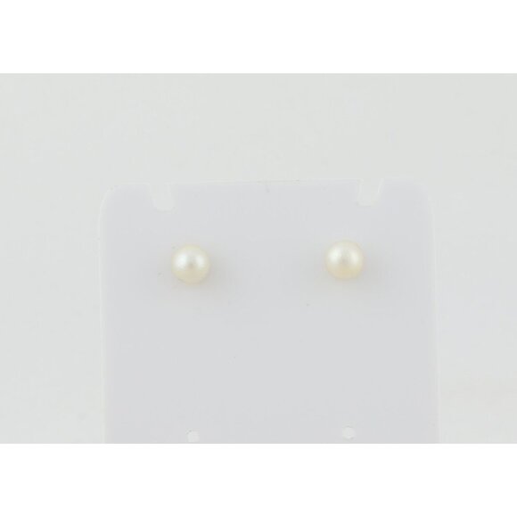 14k Yellow Gold 5mm Freshwater Pearl Earrings Stud Post Small 1/4" - Picture 6 of 9